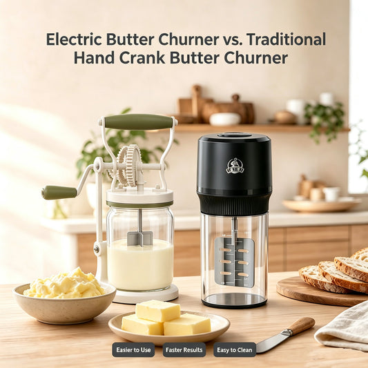 Whats different between IFOLO electric butter churner and Manual Butter Churner