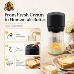 IFOLO Electric Butter Churn – Fresh Butter in Minutes with One Touch (Ribbed Glass Jar)